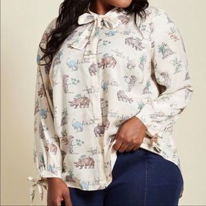 ModCloth Dinosaur Positive Professionalism Top